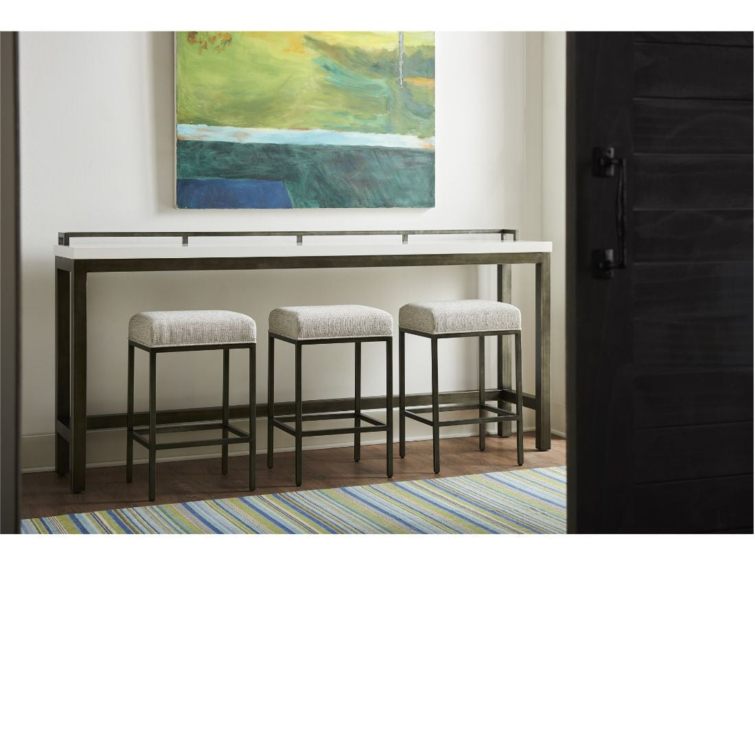 Universal Curated Essence Console Table with 3 Stools