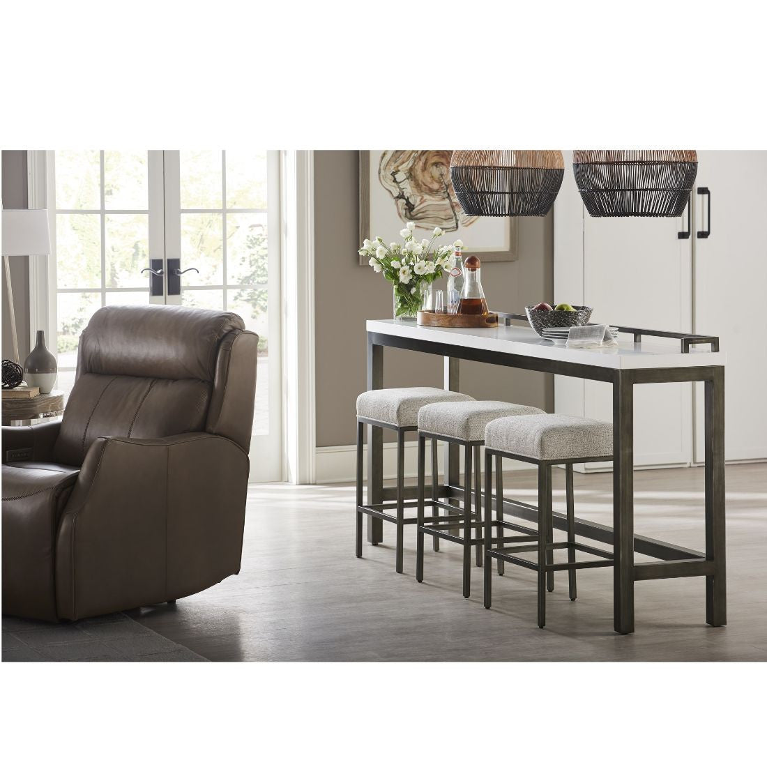 Universal Curated Essence Console Table with 3 Stools