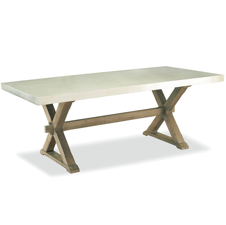 Flatiron Oak Wood + Stainless Steel X-Base Dining Table