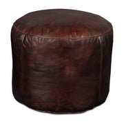 Soccerball Stool, Dark Brown Leather by Sarreid Ltd
