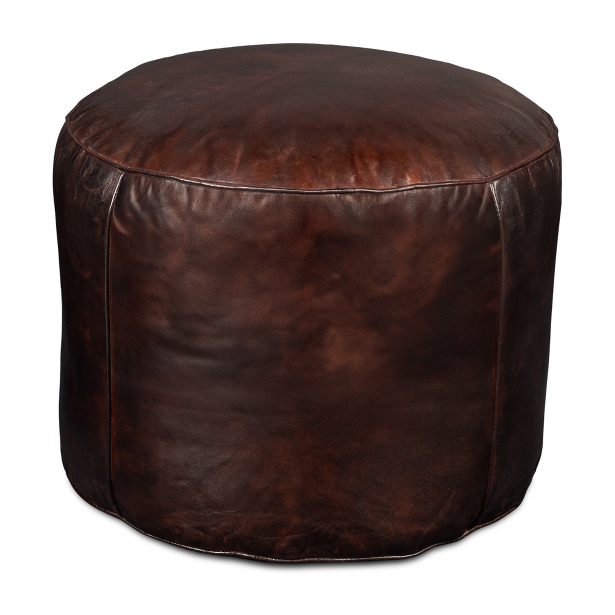 Soccerball Stool, Dark Brown Leather by Sarreid Ltd