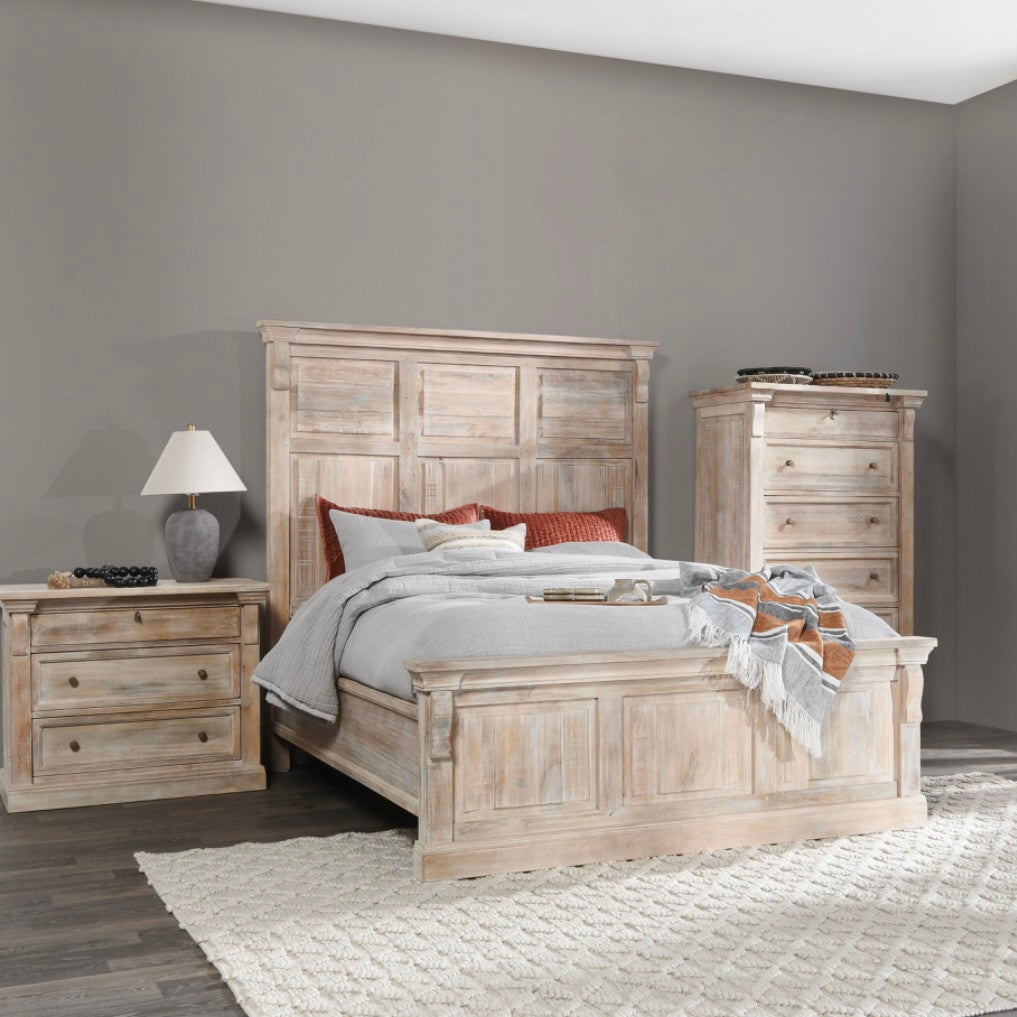 Adelaide 9-Drawer Mango Wood Dresser 70" Natural White Wash