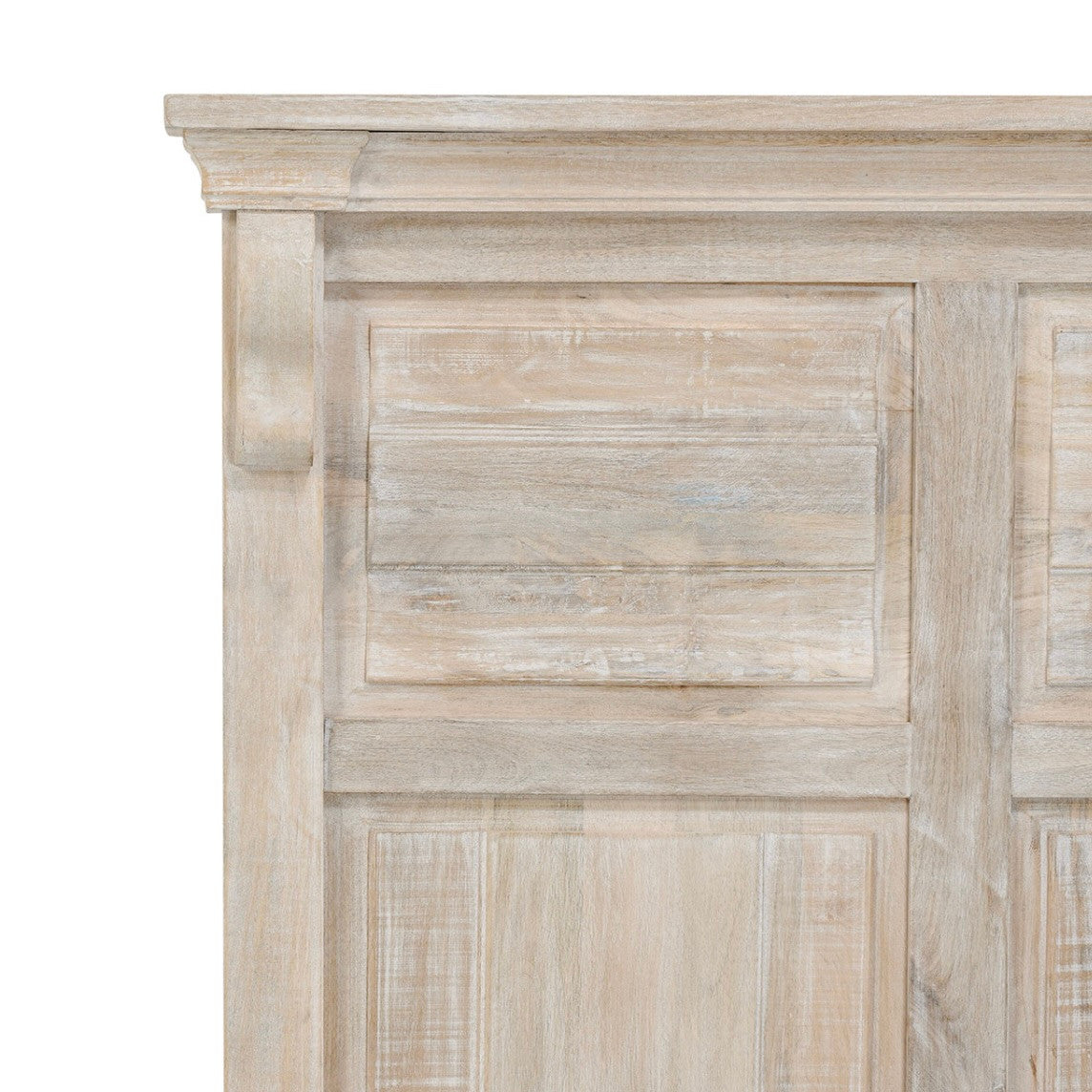 Adelaide King Mango Wood Platform Bed in White Wash