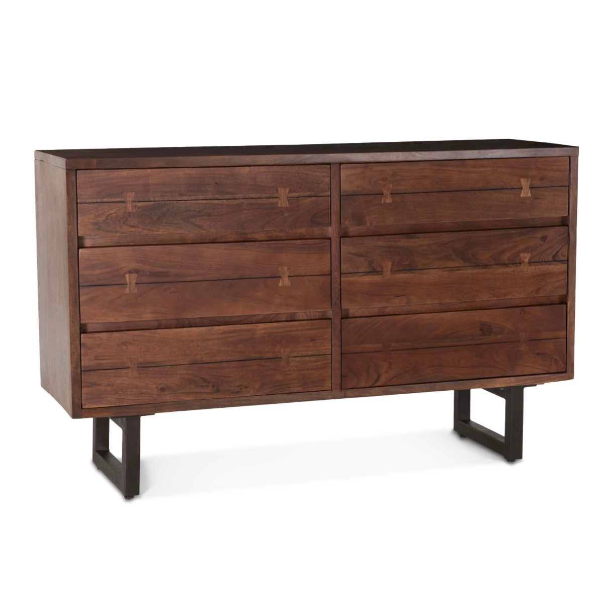 Live Edge Solid Wood & Iron 6-Drawer Dresser 58"