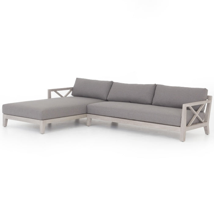 Huntington Grey Teak 2-Piece Outdoor Sectional-LAF