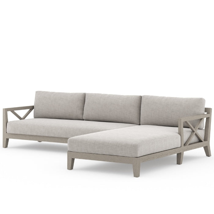 Huntington Grey Teak 2-Piece Outdoor Sectional-RAF