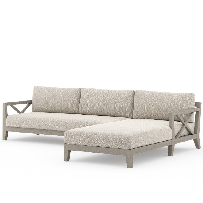 Huntington Grey Teak 2-Piece Outdoor Sectional-RAF