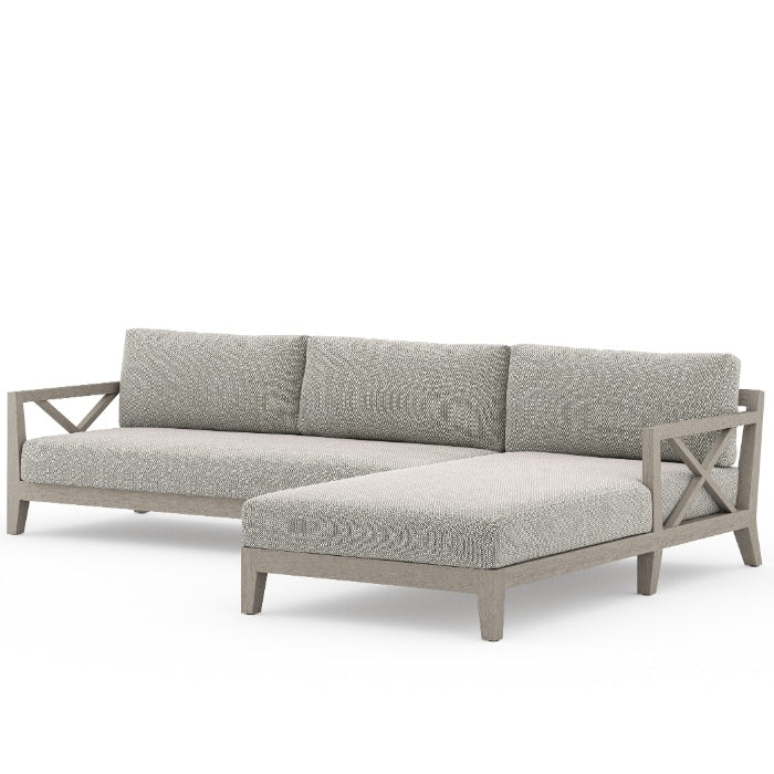 Huntington Grey Teak 2-Piece Outdoor Sectional-RAF