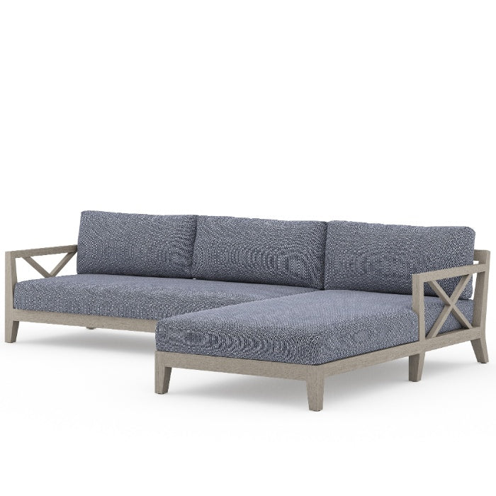 Huntington Grey Teak 2-Piece Outdoor Sectional-RAF