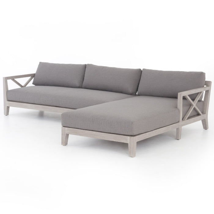 Huntington Grey Teak 2-Piece Outdoor Sectional-RAF