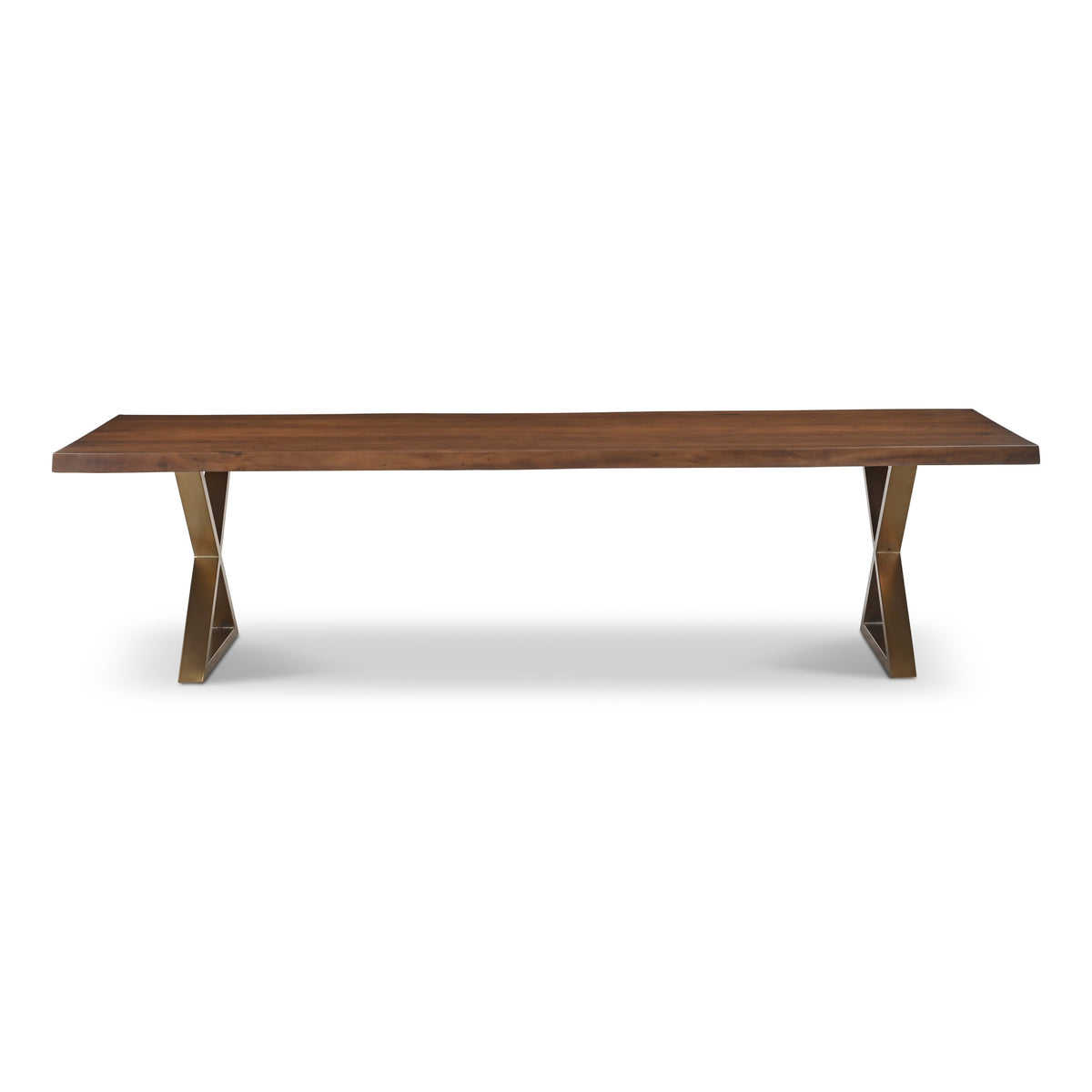 Brooks Dining Table X Base 40" x 116" Americano Top - Brass Base by Urbia - product view