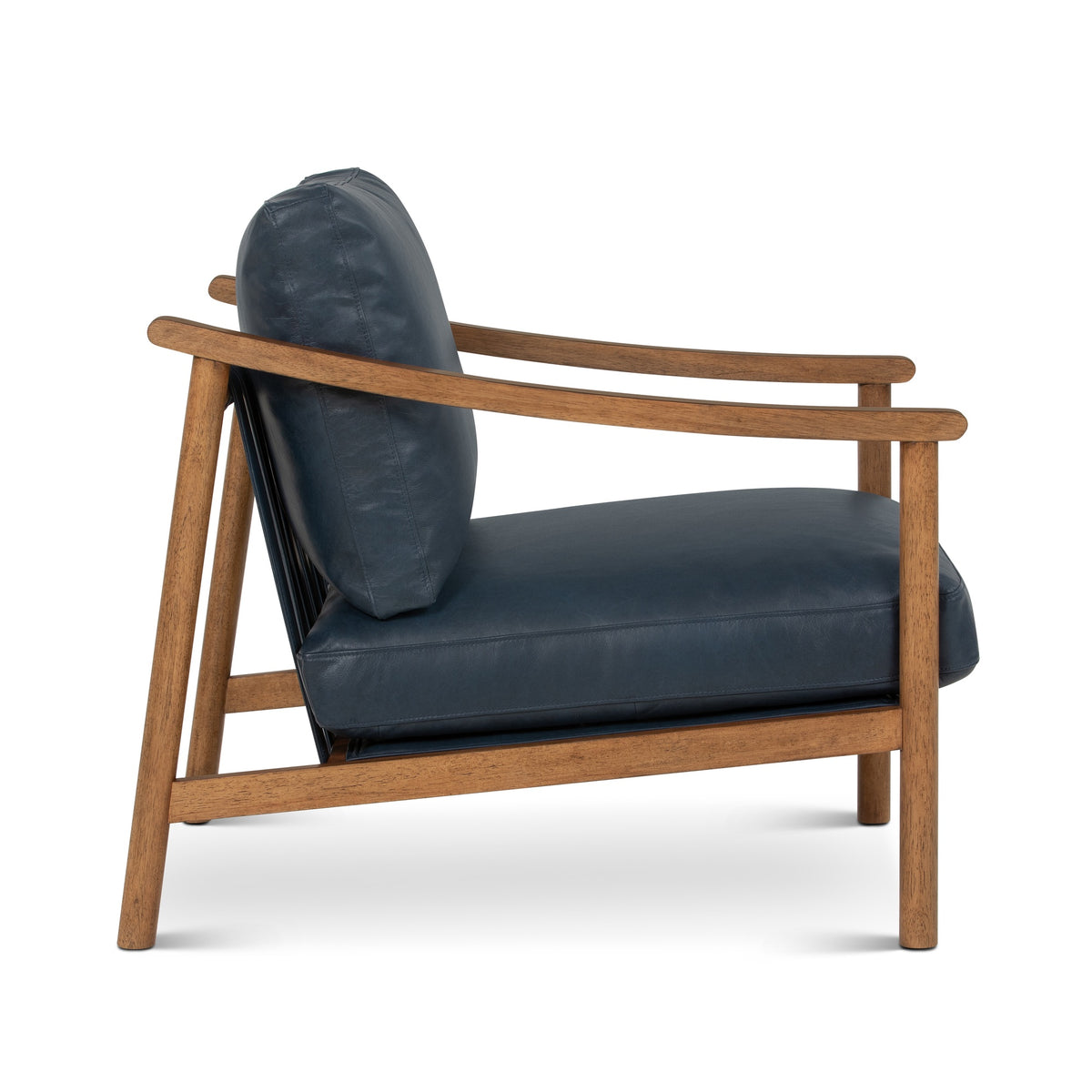 Rowan Leather Accent Chair Dark Oak, Oxford Blue by Urbia - detail 3