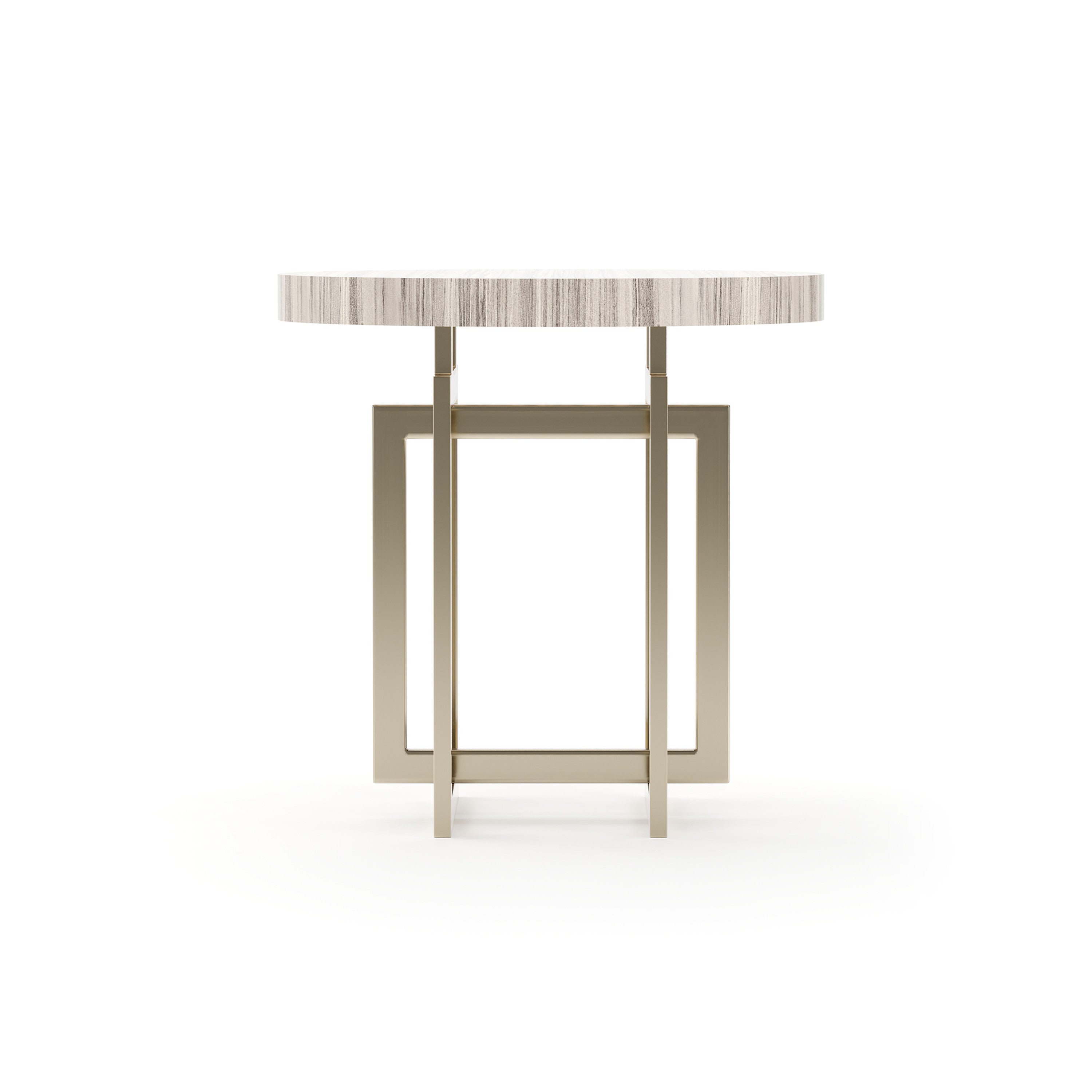 Wish You Were Here Round Side Table Light Whisper of Gold 24" by Caracole