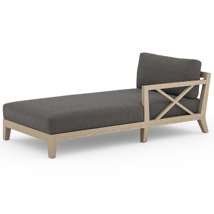 Huntington Brown Wash Teak Right Arm Outdoor Chaise