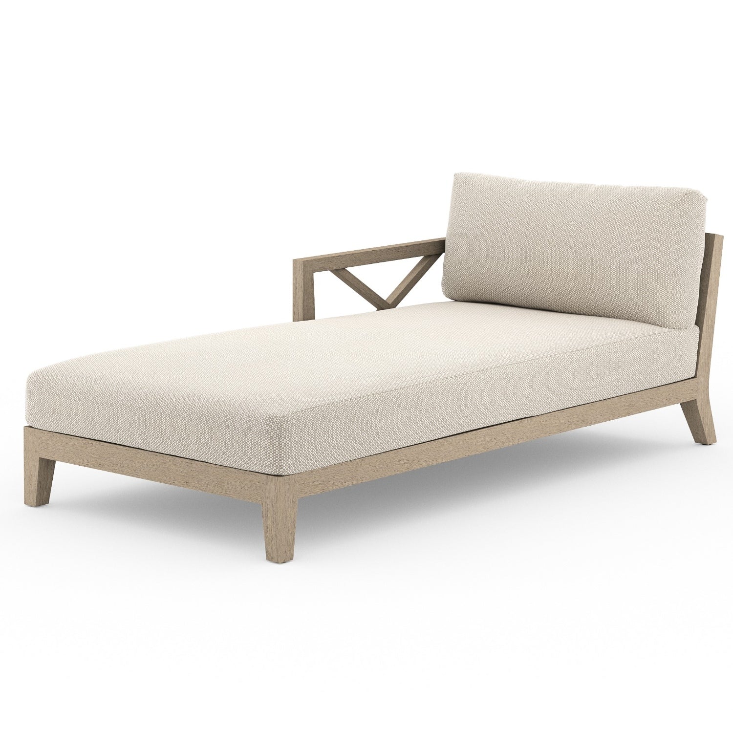 Huntington Brown Wash Teak Left Arm Outdoor Chaise