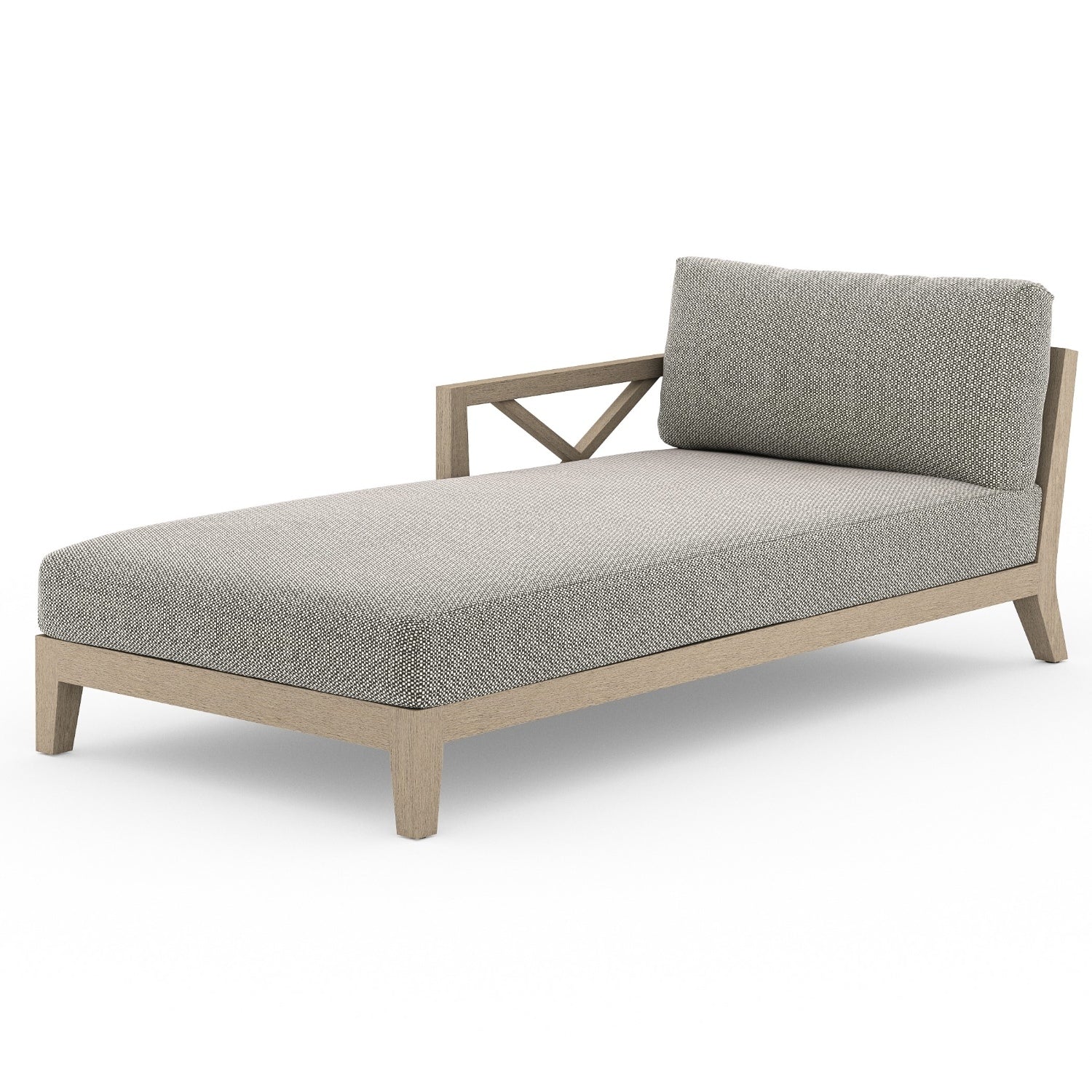 Huntington Brown Wash Teak Left Arm Outdoor Chaise