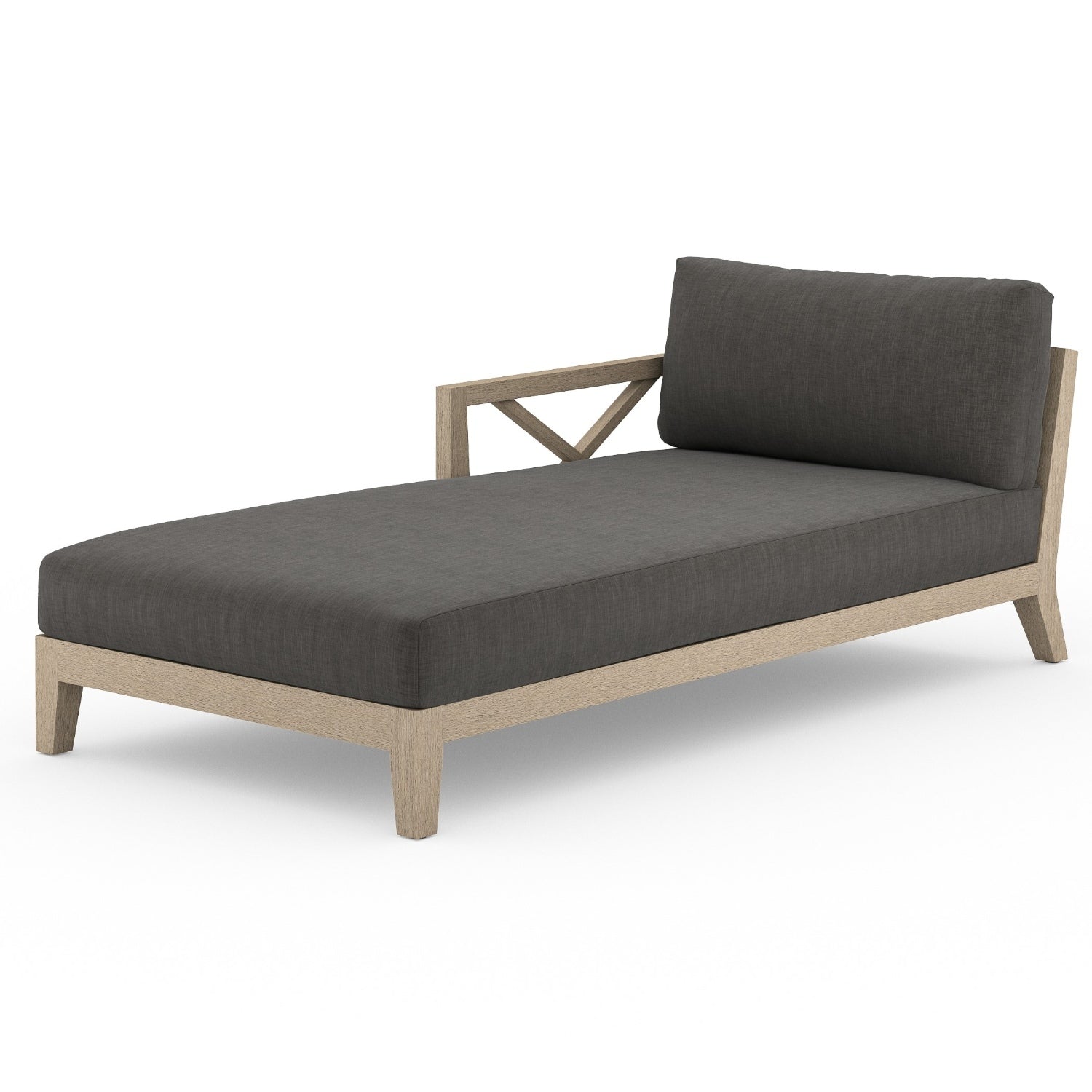 Huntington Brown Wash Teak Left Arm Outdoor Chaise
