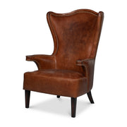Drake Distilled Leather Chair by Sarreid Ltd