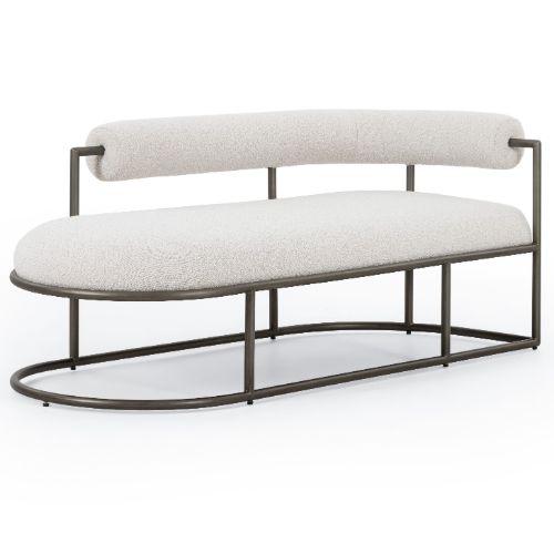 Bettie Cream Boucle Fabric Curved Retro Chaise