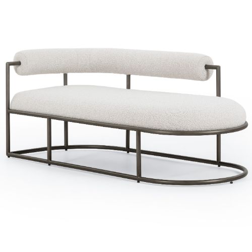 Bettie Cream Boucle Fabric Curved Retro Chaise
