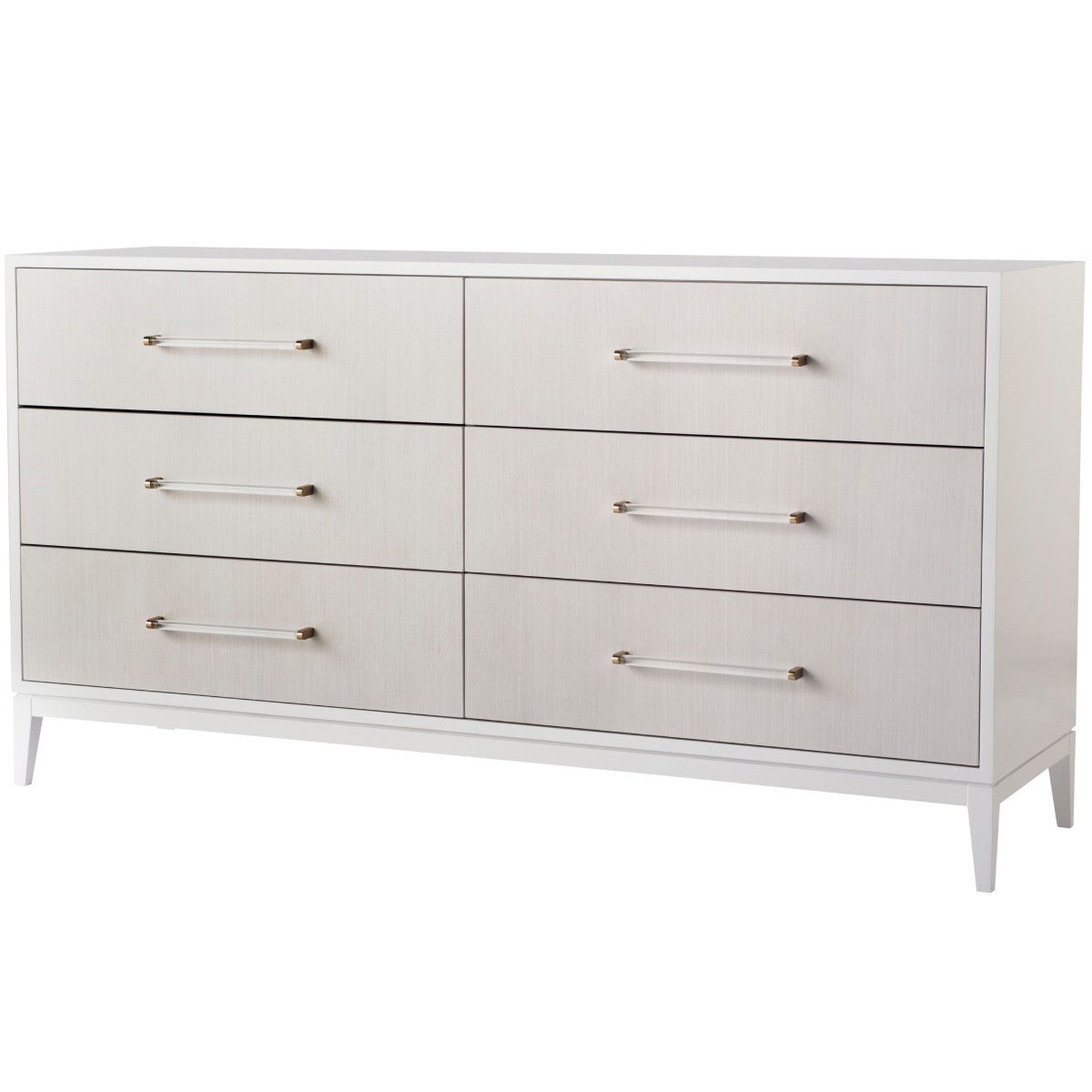 Brentwood White Lacquer 6 Drawers Dresser 68"