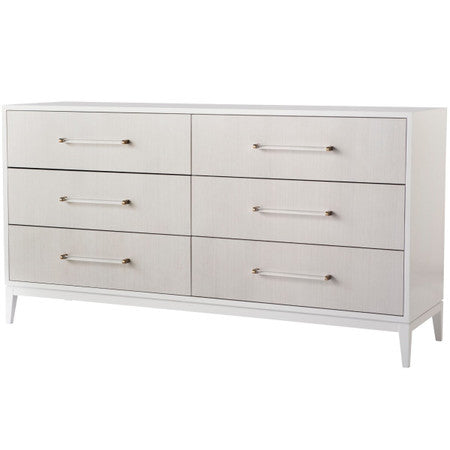 Brentwood White Lacquer 6 Drawers Dresser 68"