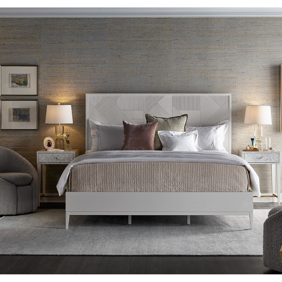 Malibu White Lacquer Panel Queen Bed