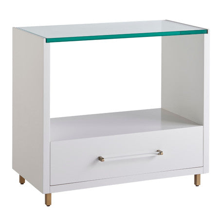 Peony White Lacquer 1 Drawer Nightstand