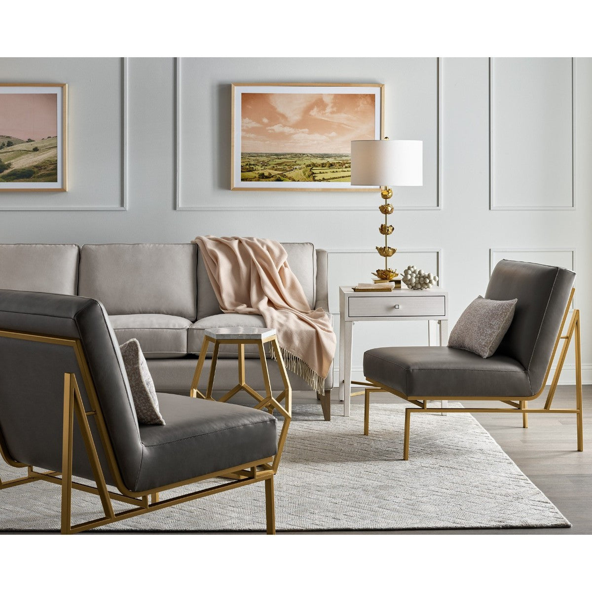 Hollywood Gray Leather Accent Chair