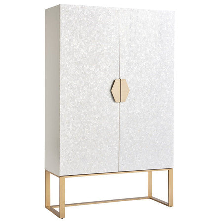 Opaline Mother of Pearl 2 Door Bar Cabinet