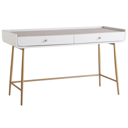 Allure Gold + White 2 Drawers Vanity Desk