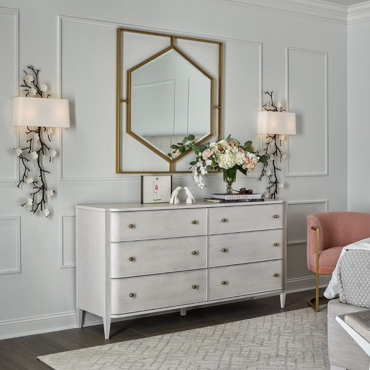 Chelsea 6 Drawers Dresser 68",Alabaster 