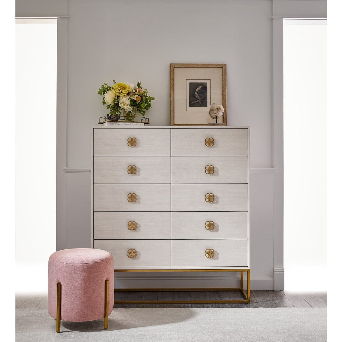 Peony Gold + White 10 Drawers Chest