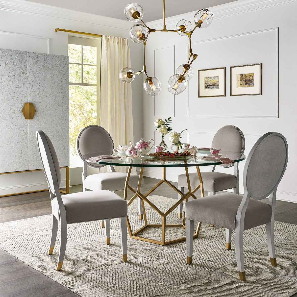 Love Joy Bliss Gold+ Glass Round Dining Table 60"