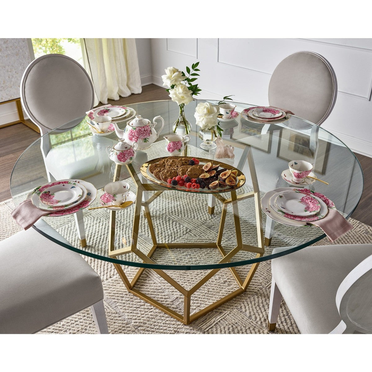 Love Joy Bliss Gold+ Glass Round Dining Table 60"