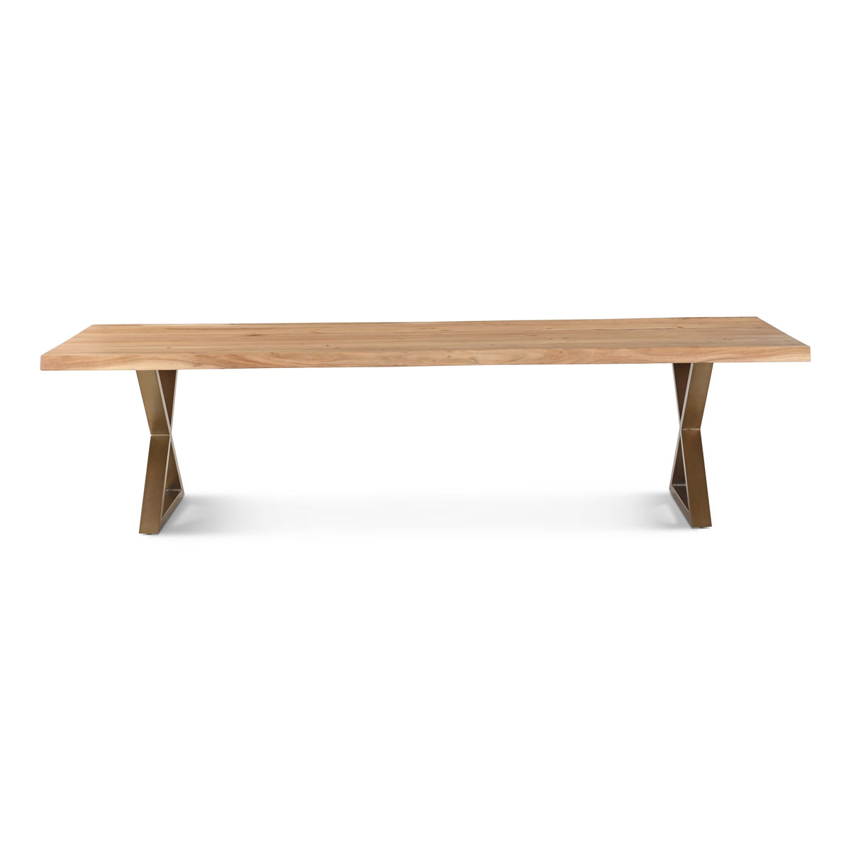 Brooks Dining Table X Base 40" x 116" Teak Top - Brass Base by Urbia - product view