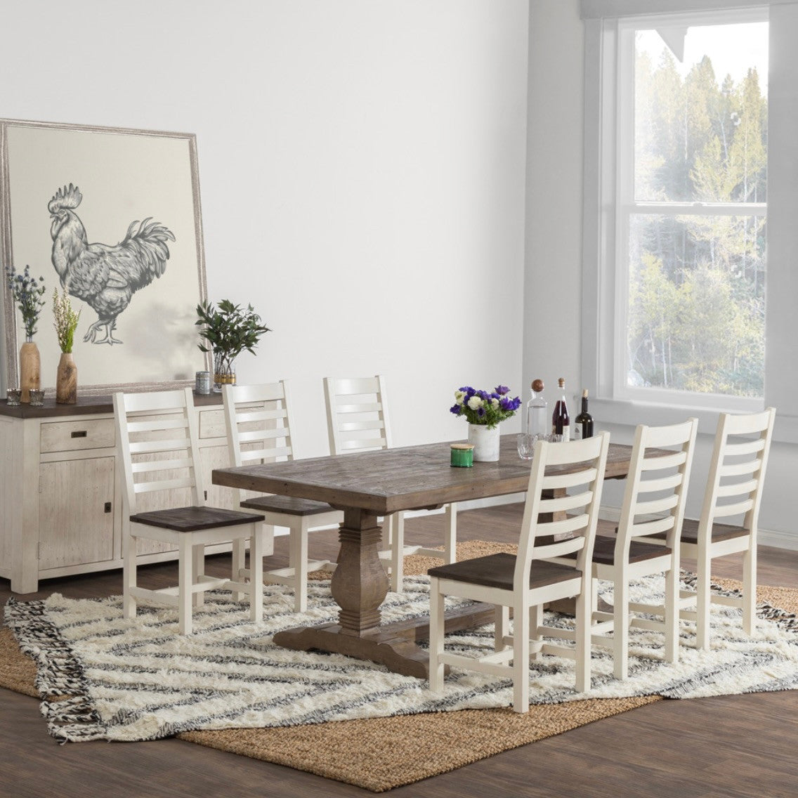 Farmhouse Reclaimed Wood Double Trestle Table 78"