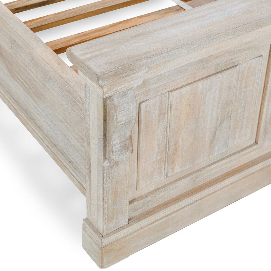 Adelaide King Mango Wood Platform Bed in White Wash