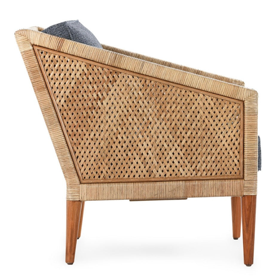 Kaitlin Rattan Accent Chair Natural/Blue