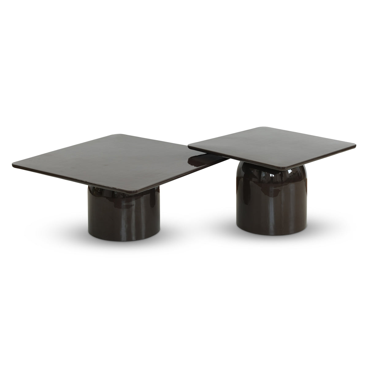 Alessia Nesting Coffee Tables, Tall Deep Umber Brown / Short Deep Umber Brown by Urbia - product view