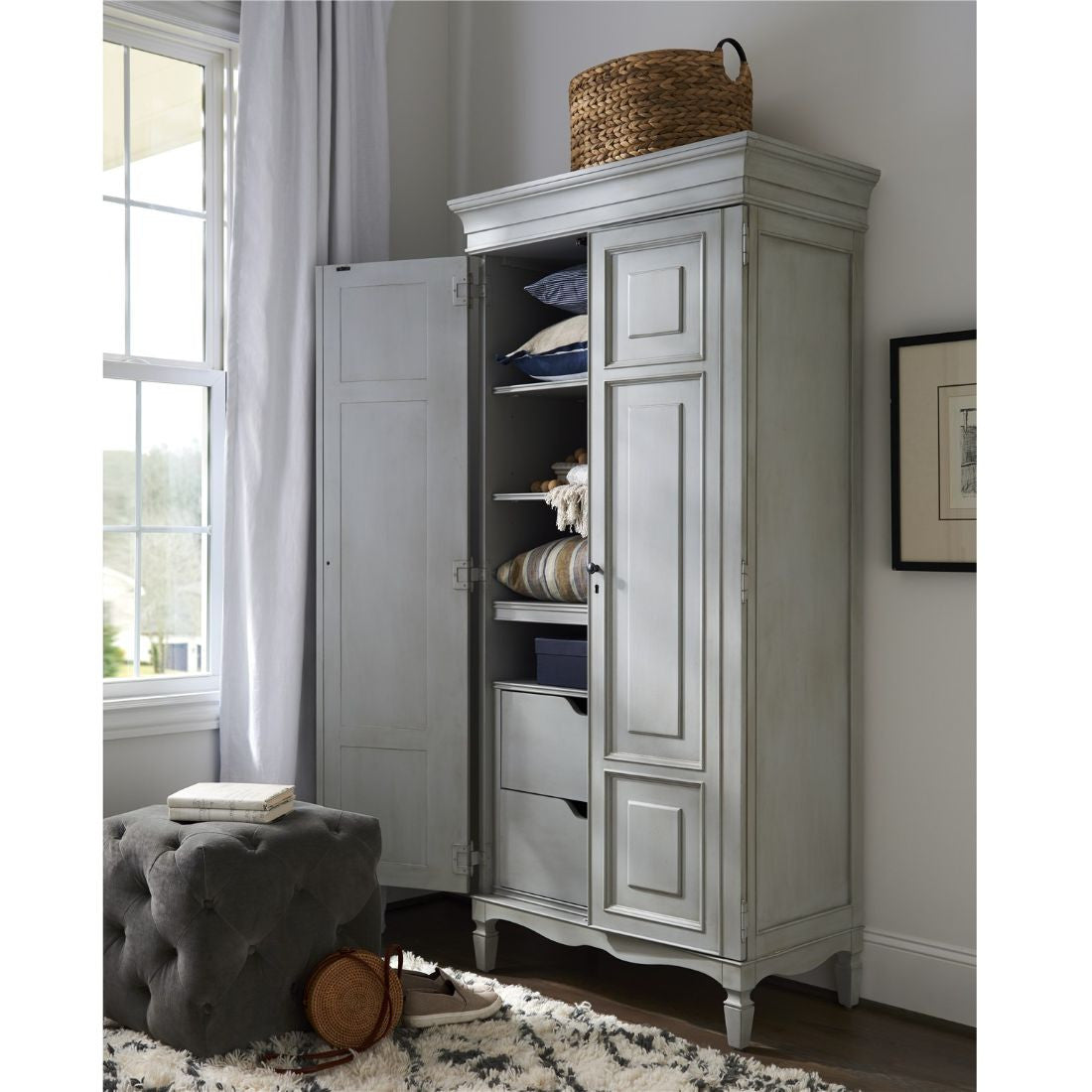 Universal Furniture Summer Hill French Gray Reprise Tall Cabinet