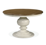 Country-Chic Maple Wood White Round Extendable Dining Table -Driftwood