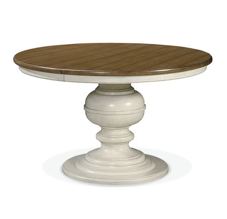 Country-Chic Maple Wood White Round Extendable Dining Table