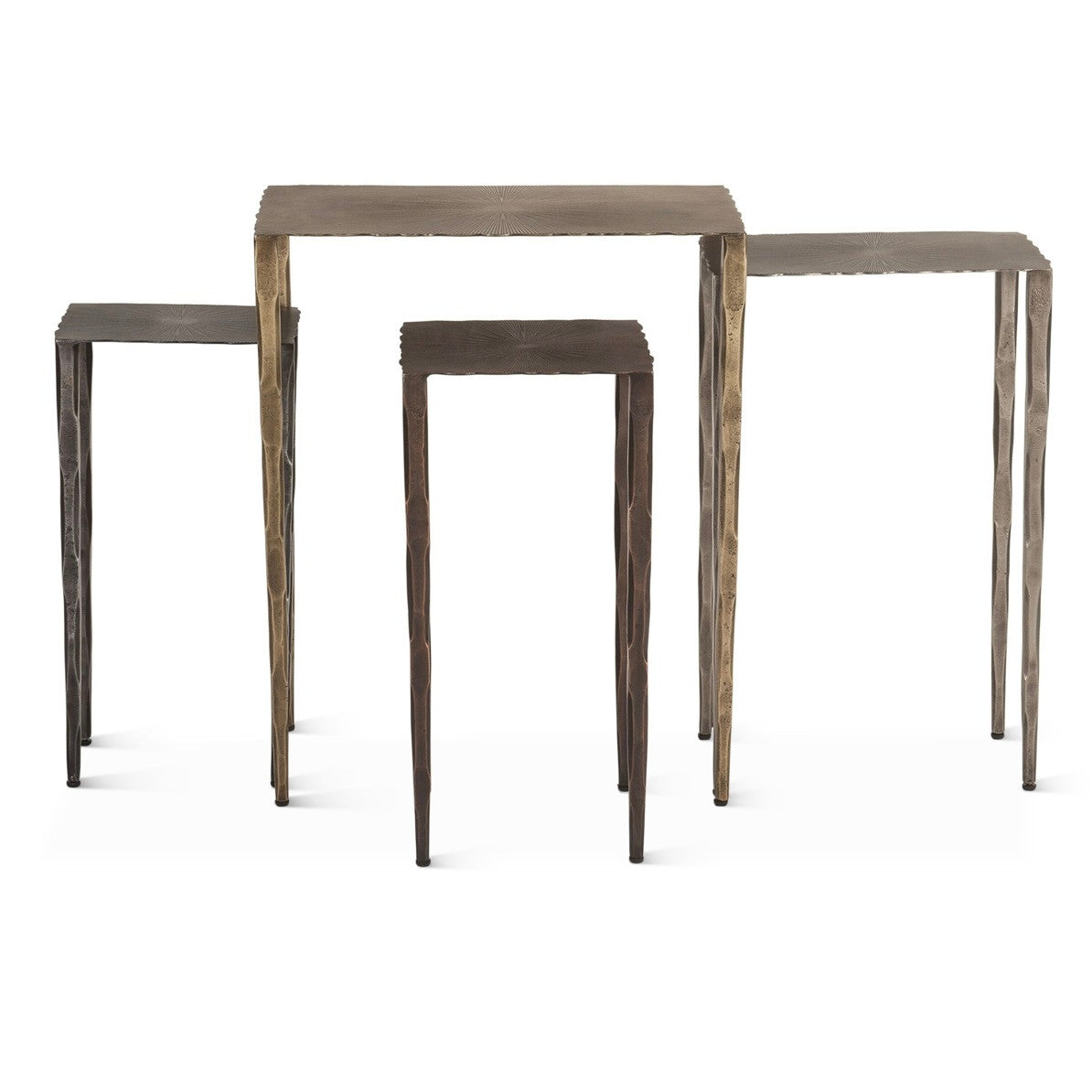 Reno Nesting Side Tables in Acid Etched Detail, Set of 4