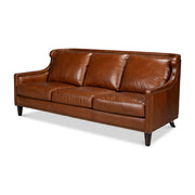 Philipe Distilled Leather Sofa,Brown by Sarreid Ltd