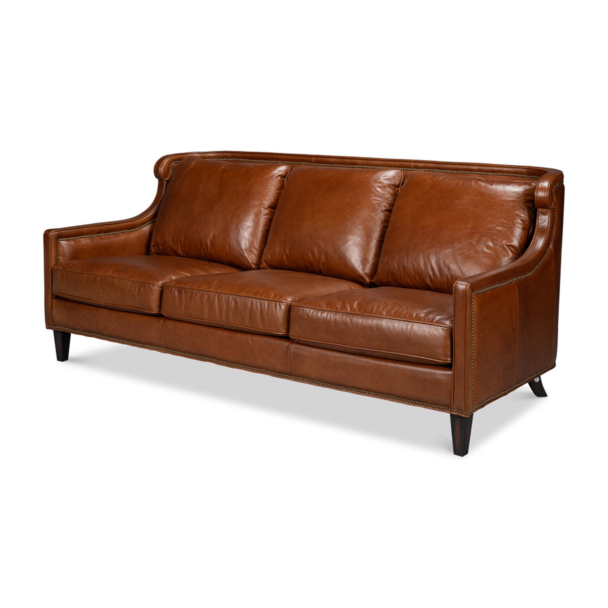 Philipe Distilled Leather Sofa,Brown by Sarreid Ltd