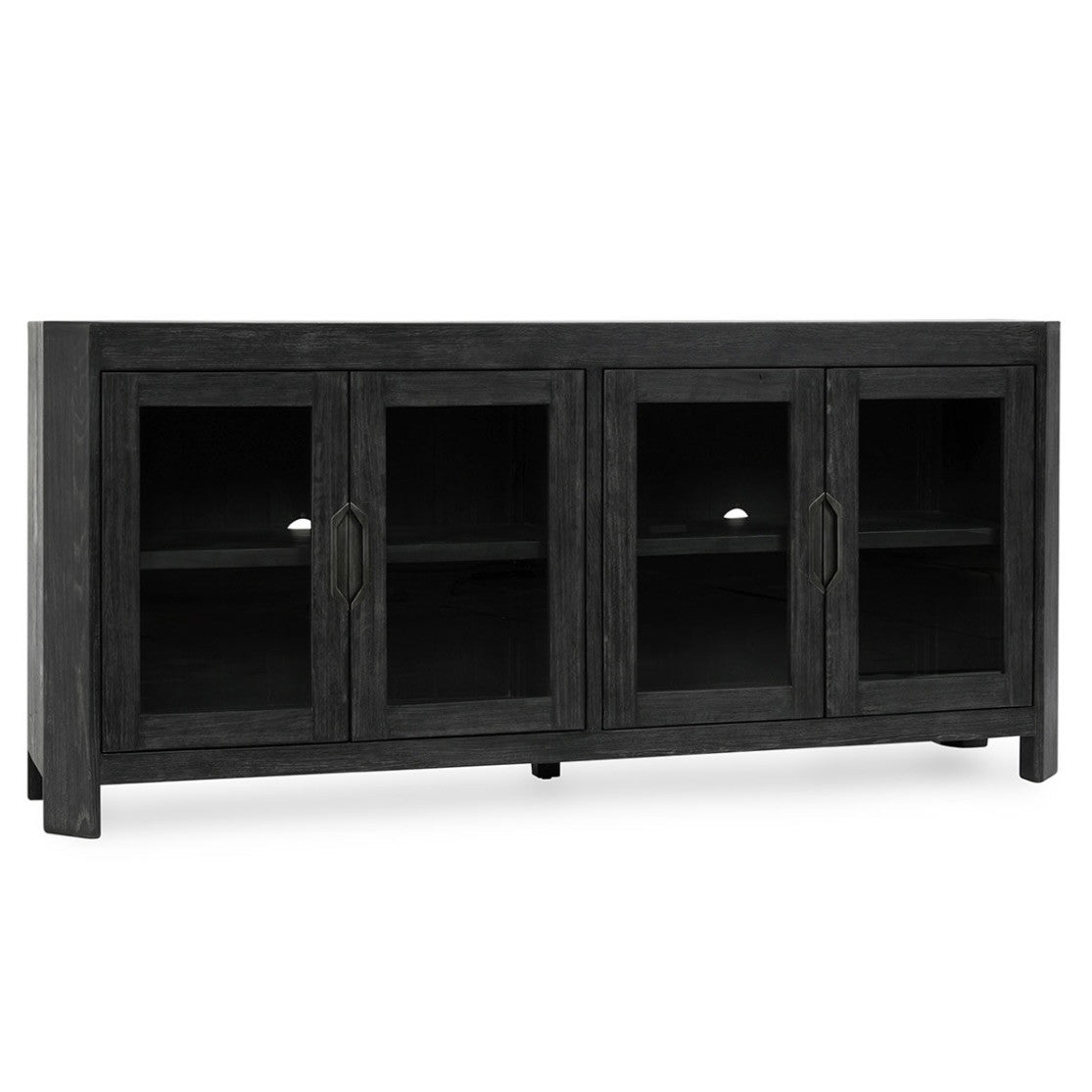 MacArthur 84" Reclaimed Oak 4-Door Cabinet in Antique Black
