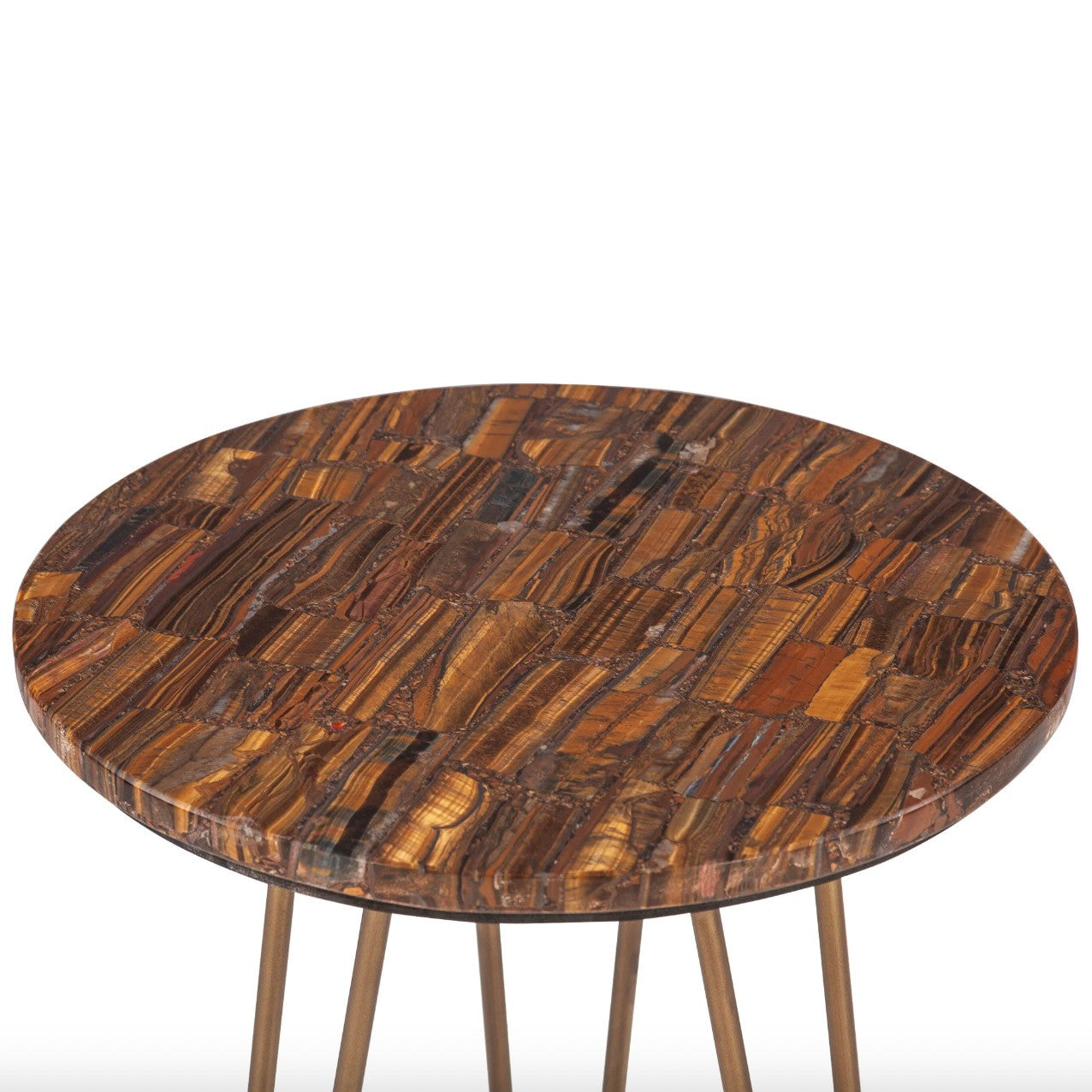 Calico 17" Side Table in Tiger Eye with Iron Base