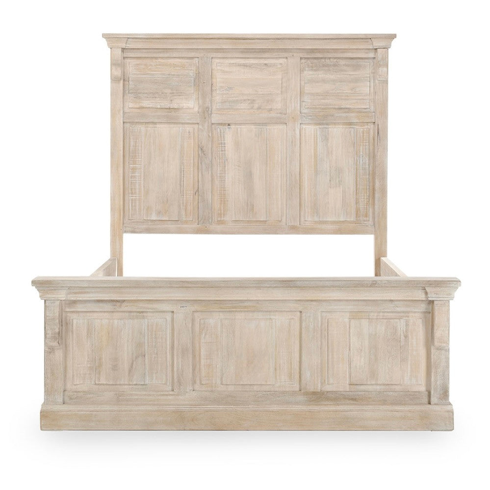 Adelaide King Mango Wood Platform Bed in White Wash