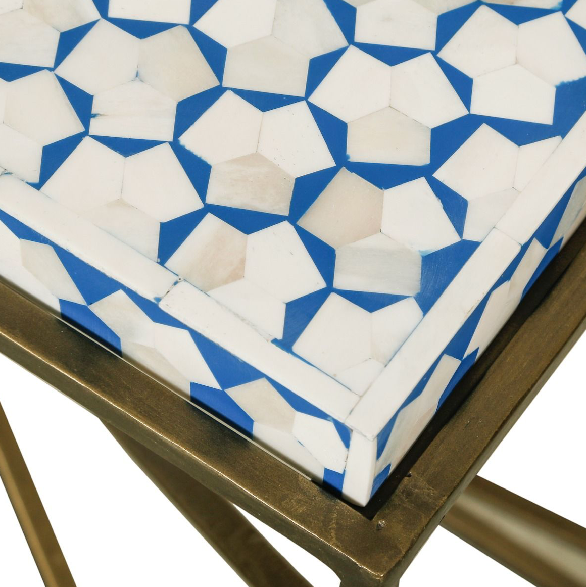 Tara Side Table with Bone Inlay and Brass 24"